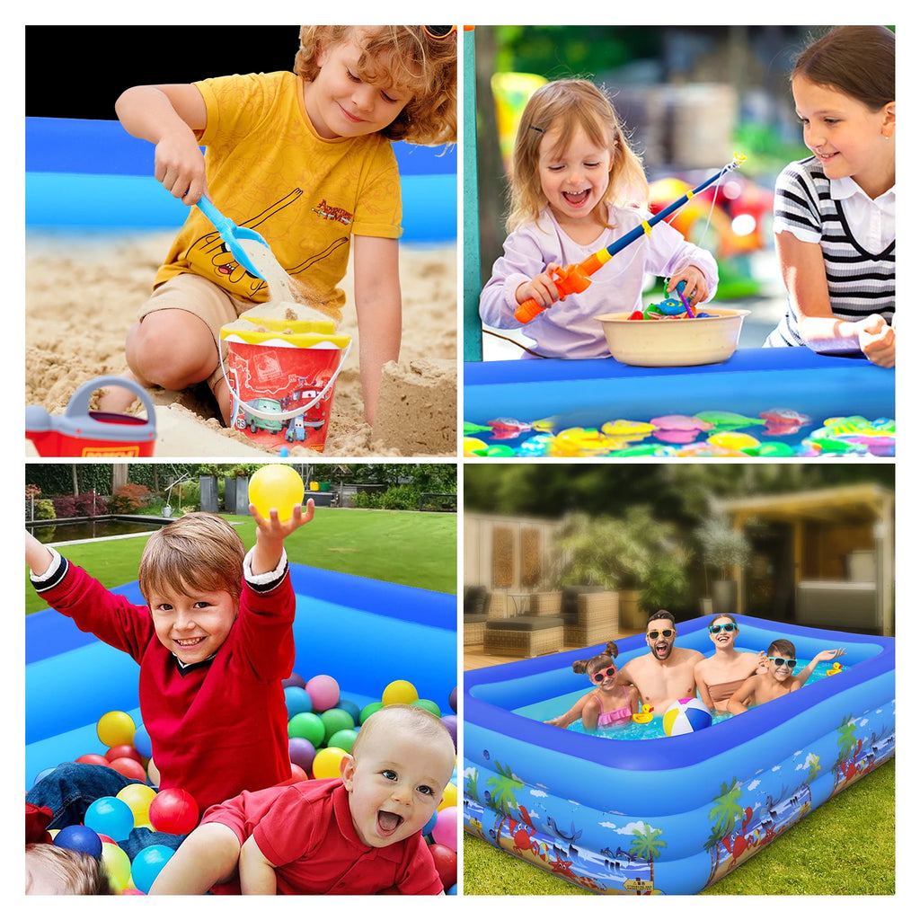 120cm~150cm Inflatable Ball Pit Pool for Kids, Toddlers, Blow Up PVC Swimming Pool for Indoor Outdoor Water Party Backyard, Blue