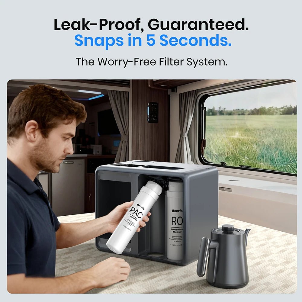 Raorio Camping Water Drinking Filter Outdoor Intelligent ReverseOsmosis System Portable Heating Water 5 Stage RO&UV Purification - memorylane shop