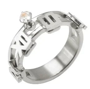 Stainless Steel Ring for Women Inlaid Zircon Rings Waterproof Romantic Fashion Jewelry - memorylane shop