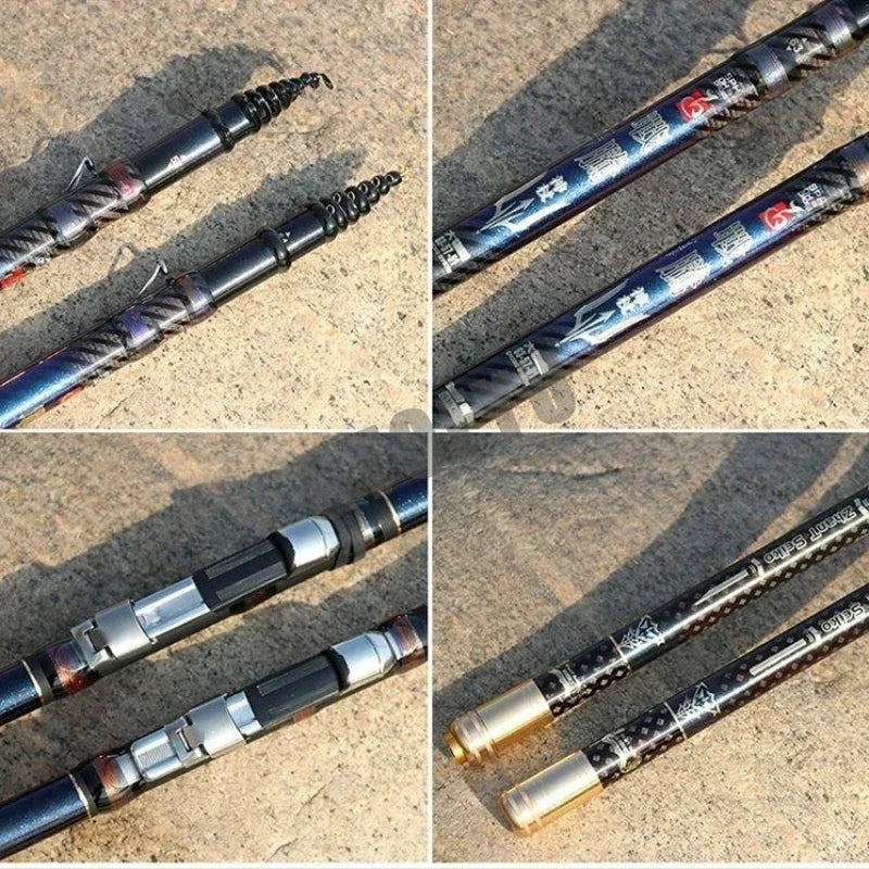 High Carbon Variable 4.5-10M Multi Positioning Hollow Fishing Rod and Reel Combo Set Ultralight Superhard Stream Hand Pole Set