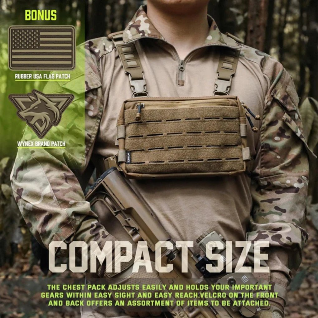 Men Tactical Chest Rig Recon Kit Bag Front Pouch EDC Chest Pack Lightweight for Hunting Hiking Running Outdoor Daily Use - memorylane shop