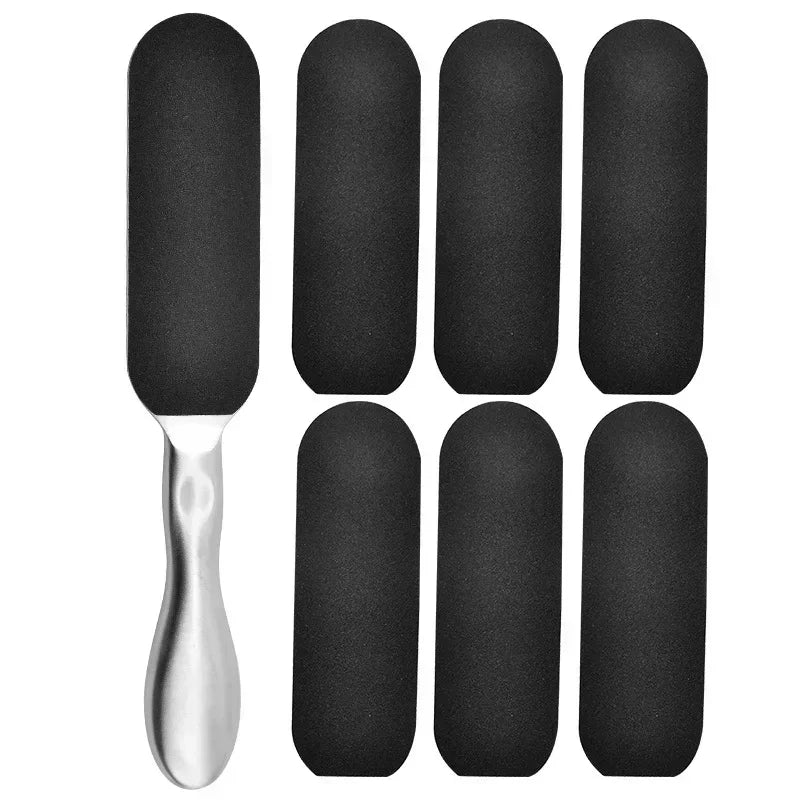Foot Care Tools - Pedicure Dead Skin and Callus Remover, Foot Scrubber with Sandpaper and Wooden Handle
