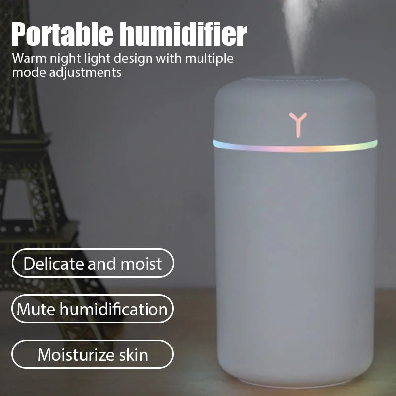 420ml Air Humidifier Portable USB Aroma Oil Diffuser with Colorful Light Cool Mist Sprayer For Bedroom Home Office Car Purifier - memorylane shop