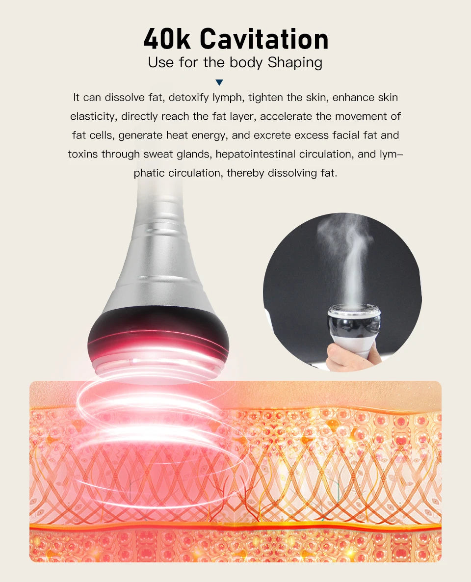 40K 3-in-1 Ultrasonic Body Shaping Instrument Negative Pressure Slimming Beauty Massage  Facial Care Beauty Salon Dedicated