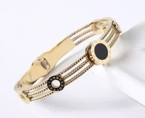 Fashion Simple Stainless Steel 3 Crystal Bracelet Bangle - memorylane shop