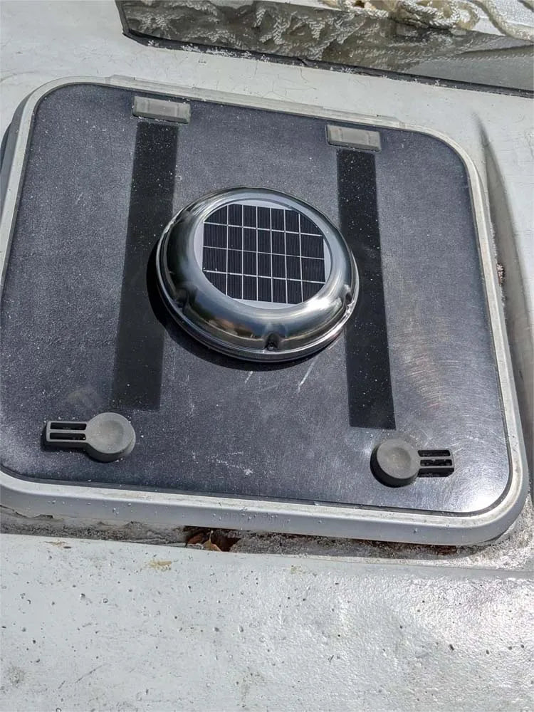 2.5W Stainless Steel Roof Solar Vent Fan Exhaust Ventilation 60CFM Waterproof Ideal for RV Boat Container Greenhouse Toilet