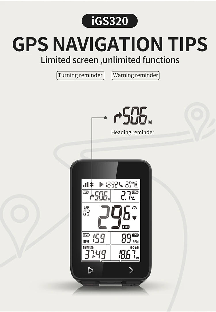IGPSPORT iGS320 TYPE - C Blu5.0 ANT+ long battery 2.4 inch Outdoor Gps Bike Computer Navigation Tracking Wireless Speedometer - memorylane shop