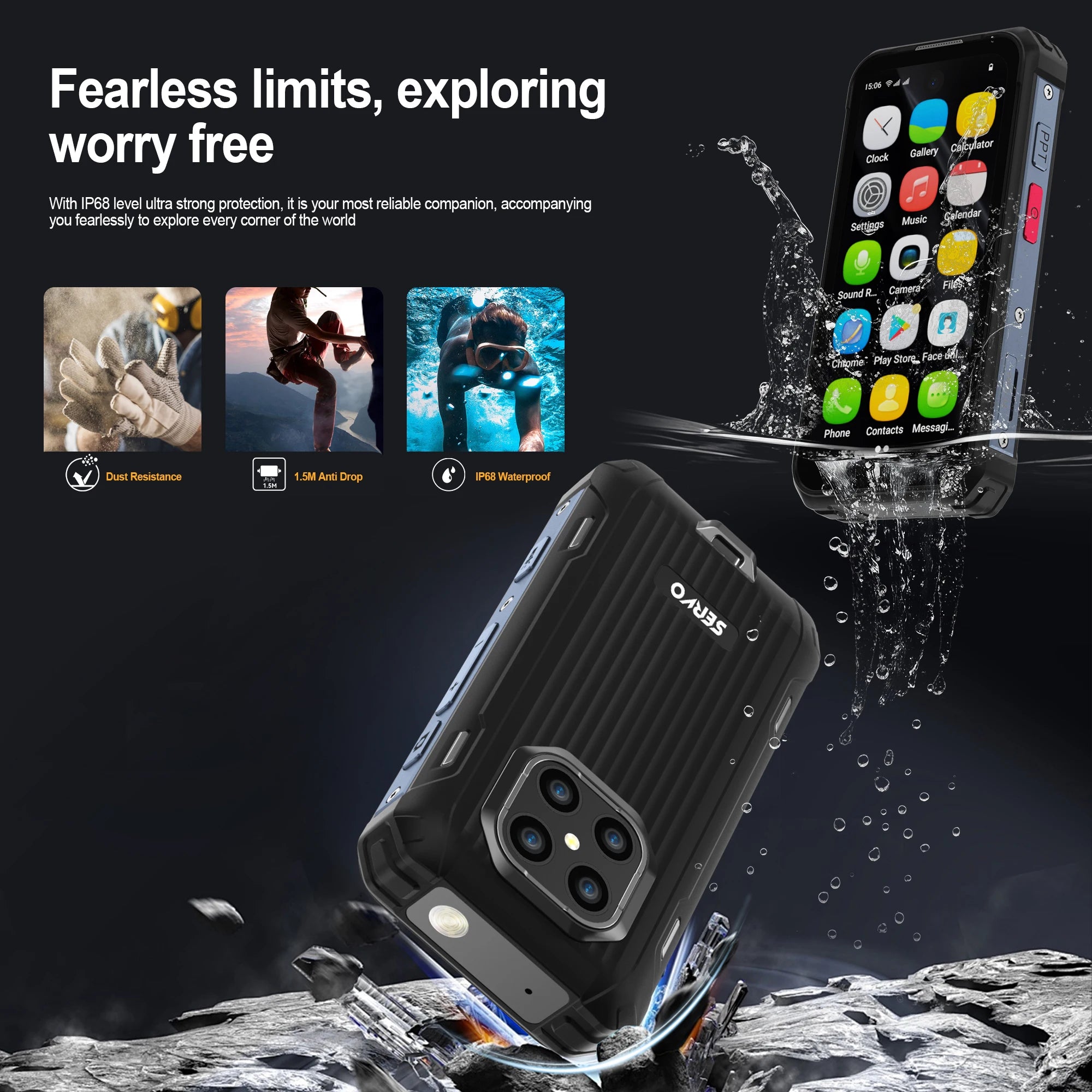 SERVO TANK500 Rugged Smartphone – IP68, 4G LTE, Android 12, 6GB RAM