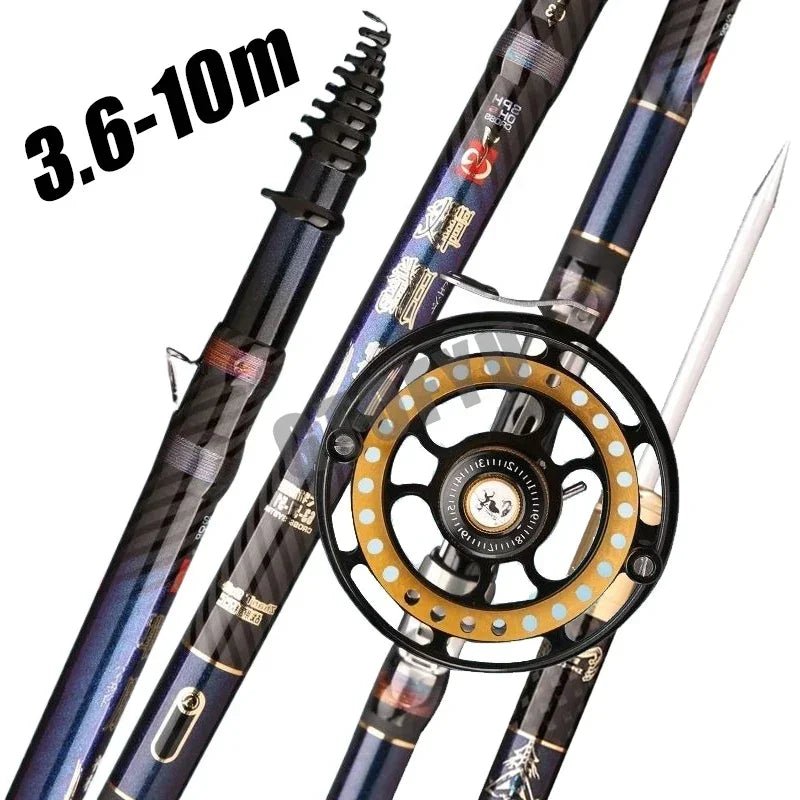 High Carbon Variable 4.5 - 10M Multi Positioning Hollow Fishing Rod and Reel Combo Set Ultralight Superhard Stream Hand Pole Set - memorylane shop