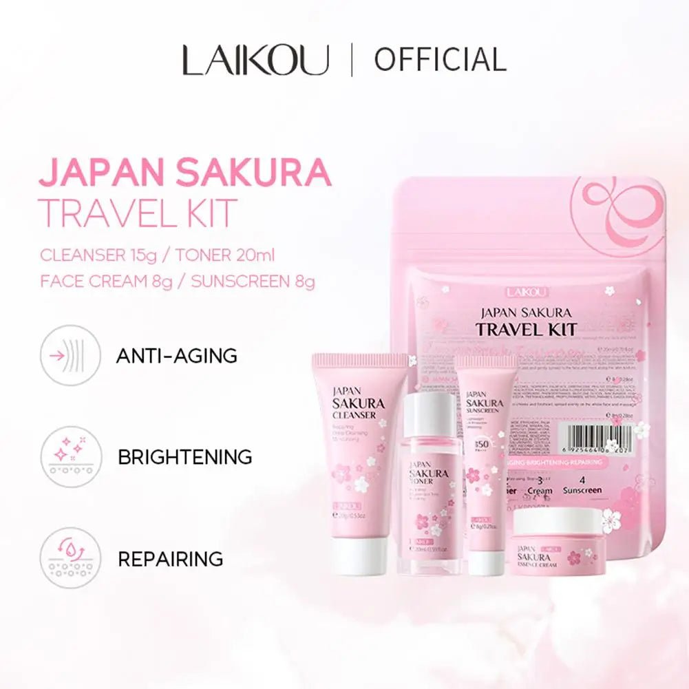 Sakura Skin Care Sets & Kits With Cleanser,Serum,Eye Cream,essence Cream Beauty Products For Women Gift Sets Routine Travel Kit - memorylane shop