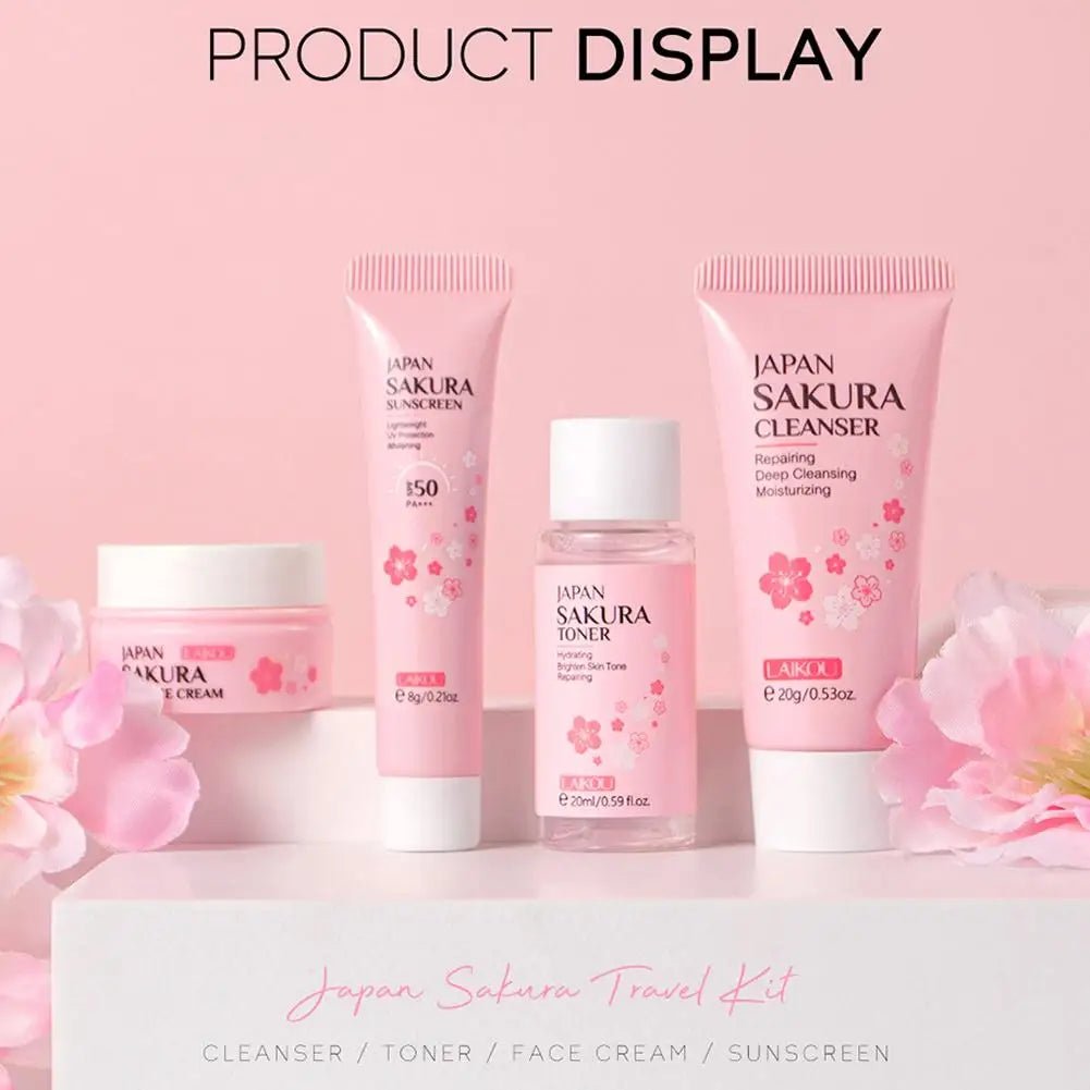 Sakura Skin Care Sets & Kits With Cleanser,Serum,Eye Cream,essence Cream Beauty Products For Women Gift Sets Routine Travel Kit - memorylane shop