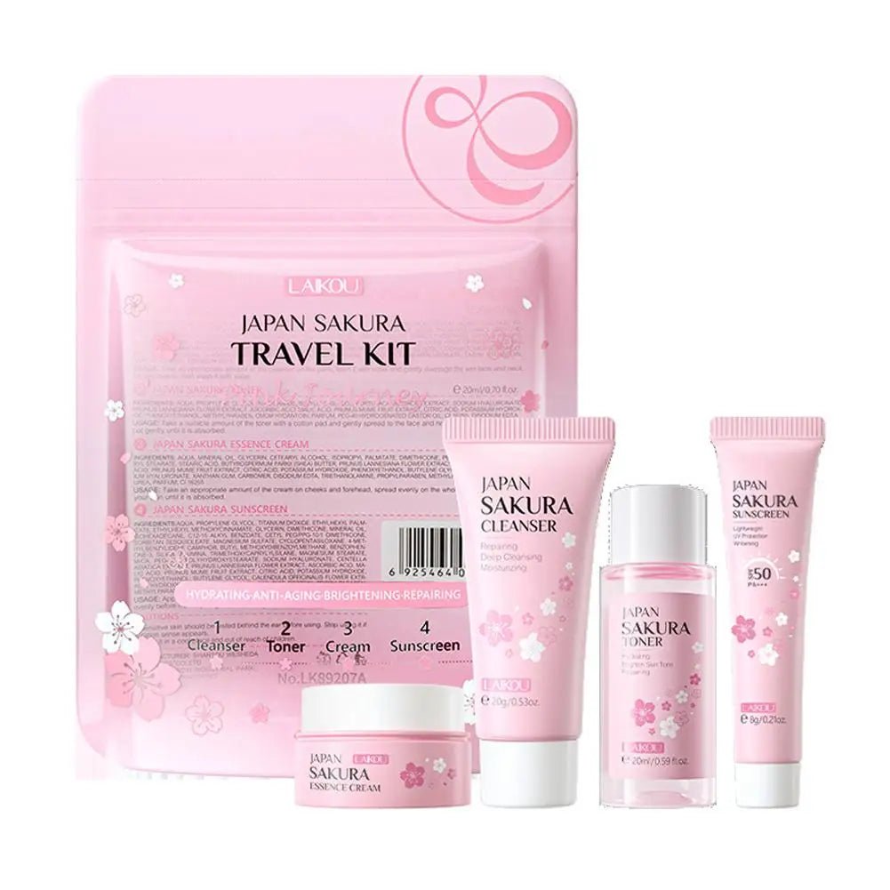 Sakura Skin Care Sets & Kits With Cleanser,Serum,Eye Cream,essence Cream Beauty Products For Women Gift Sets Routine Travel Kit - memorylane shop