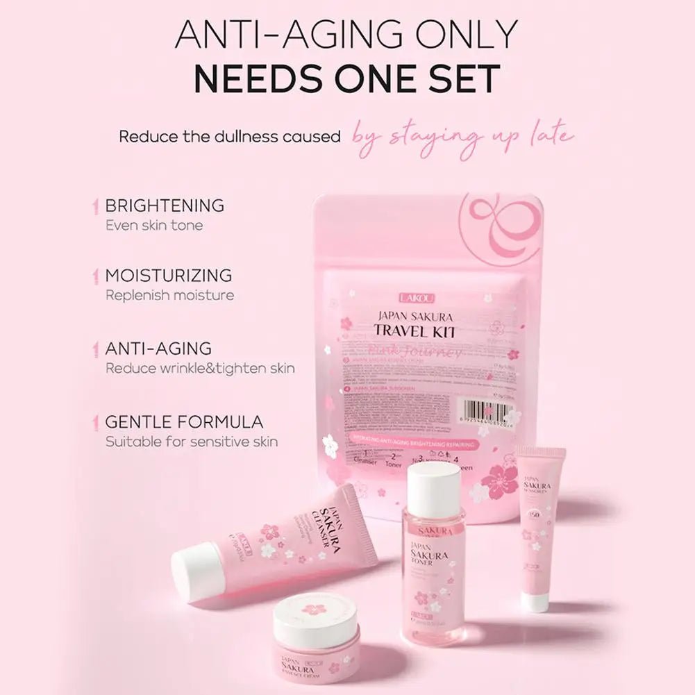 Sakura Skin Care Sets & Kits With Cleanser,Serum,Eye Cream,essence Cream Beauty Products For Women Gift Sets Routine Travel Kit - memorylane shop