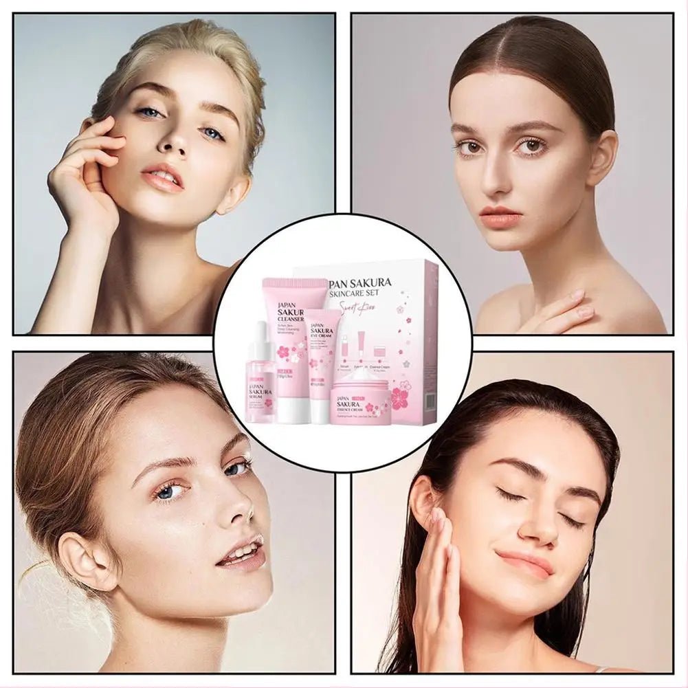 Sakura Skin Care Sets & Kits With Cleanser,Serum,Eye Cream,essence Cream Beauty Products For Women Gift Sets Routine Travel Kit - memorylane shop