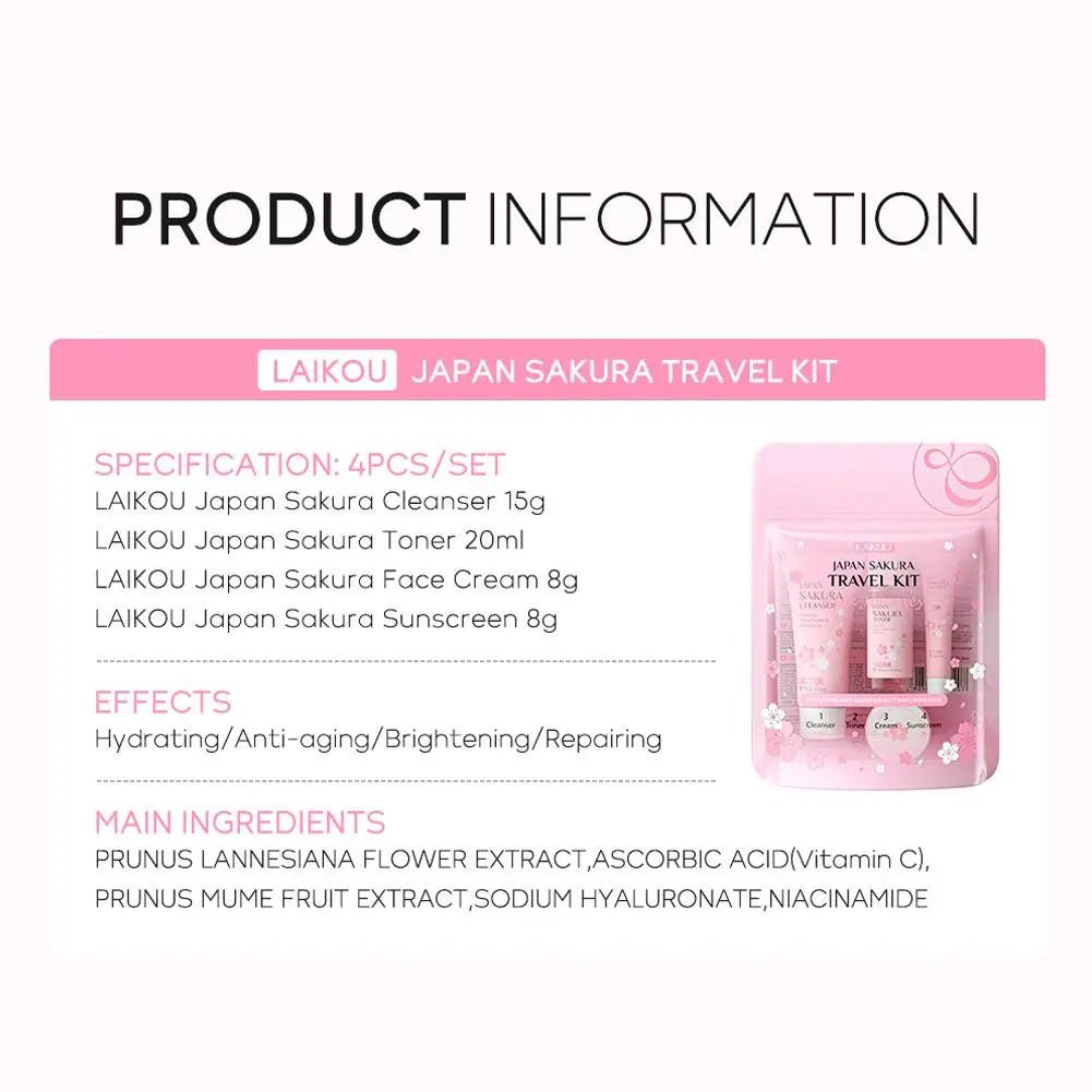 Sakura Skin Care Sets & Kits With Cleanser,Serum,Eye Cream,essence Cream Beauty Products For Women Gift Sets Routine Travel Kit - memorylane shop