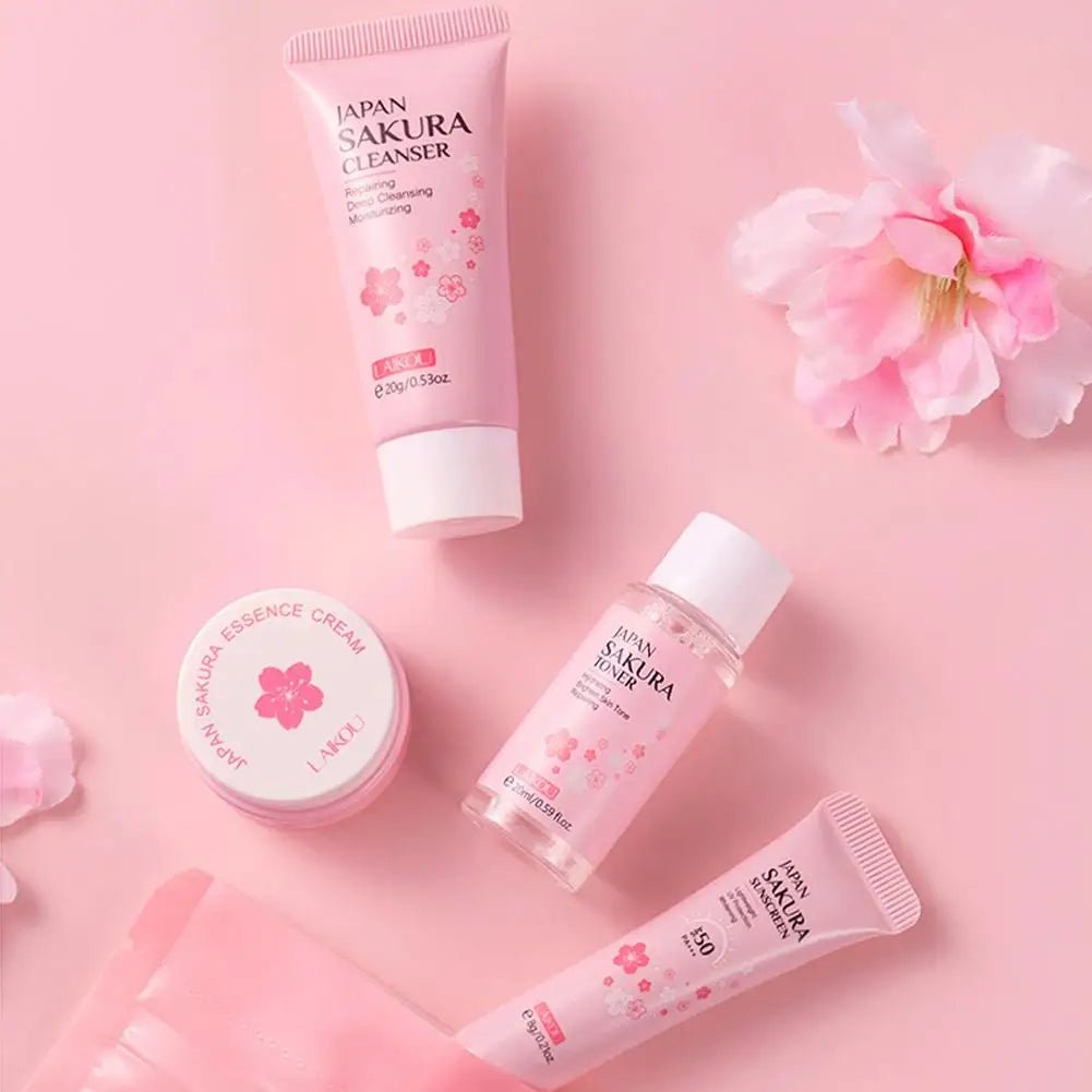 Sakura Skin Care Sets & Kits With Cleanser,Serum,Eye Cream,essence Cream Beauty Products For Women Gift Sets Routine Travel Kit - memorylane shop