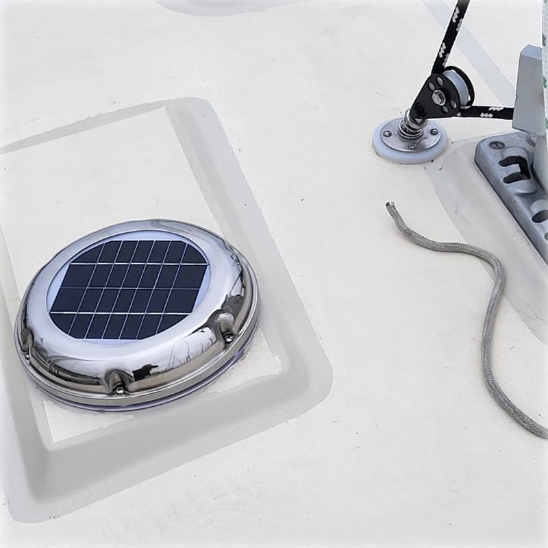 2.5W Stainless Steel Roof Solar Vent Fan Exhaust Ventilation 60CFM Waterproof Ideal for RV Boat Container Greenhouse Toilet
