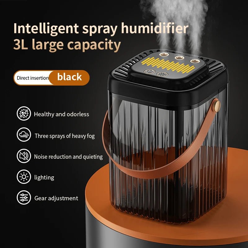 3L Air Humidifier 3 Nozzles Smart Cool Mist Humidifier For Home Bedroom Office night light USB Humidifier Diffuser - memorylane shop