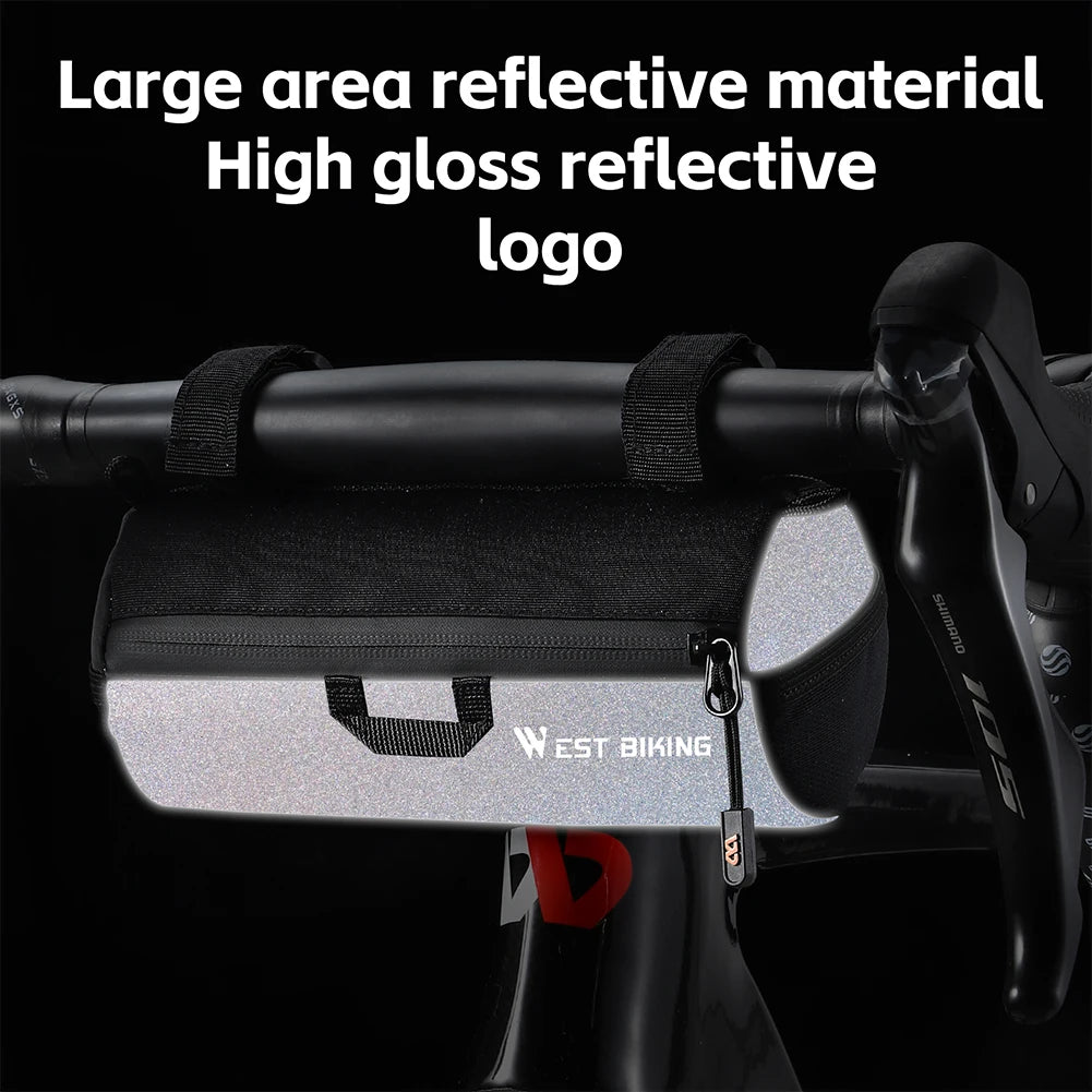 1L Reflective Bicycle Handlebar Bag Front Bike Bags With Adjustable Strap Portable Shoulder Bag For Cycling Road Bike Scooter