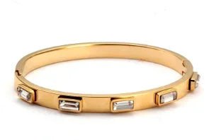 Fashion Simple Stainless Steel 3 Crystal Bracelet Bangle - memorylane shop