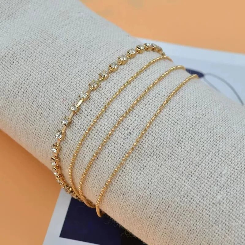 Women Foot Accessorie Summer Beach Barefoot Sandals Bracelet Crystal Silver Color Chain Link Anklets - memorylane shop