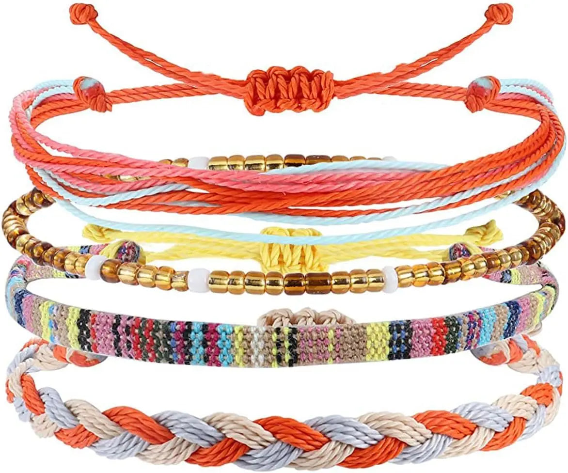 Beach Summer Ankle Bracelet for Women Teen Girls Waterproof , Handmade Braided Adjustable String Anklets Surfer Bracelets