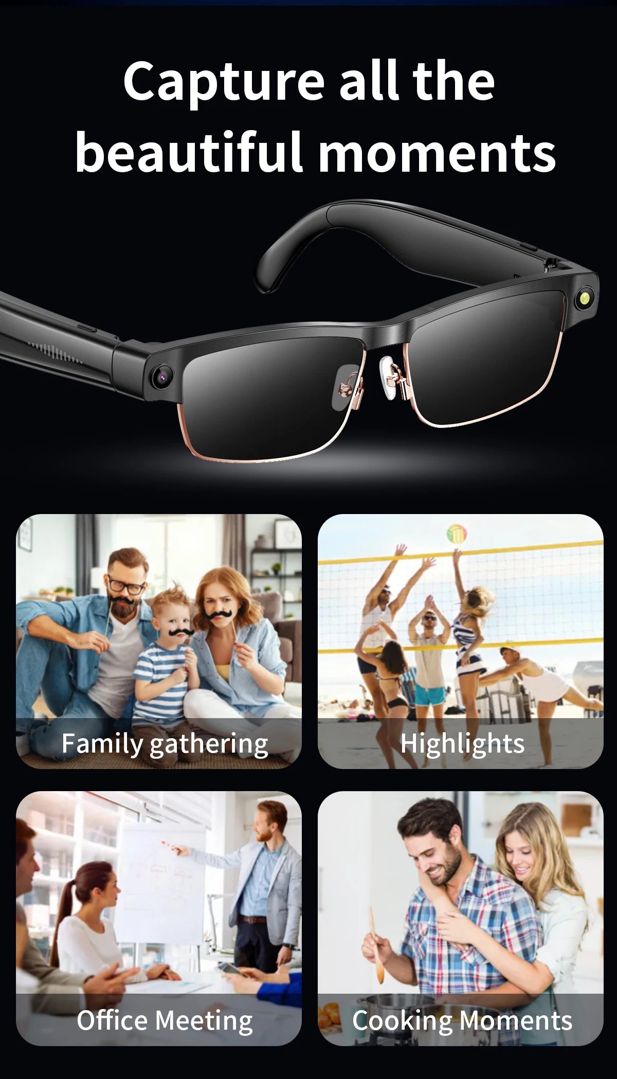 Smart Camera Glasses – Photo, Video, BT Call & AI Voice Assistant | Sunglasses