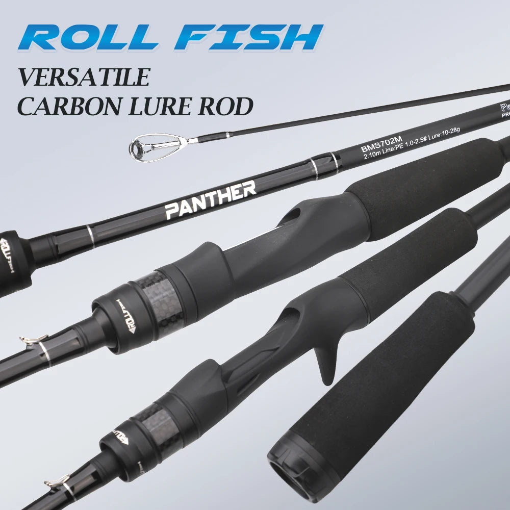 ROLLFISH Carbon Fiber Spinning Casting Fishing Rod M Power Fast Action For Freshwater & Saltwater Bass Trout Carp Fish