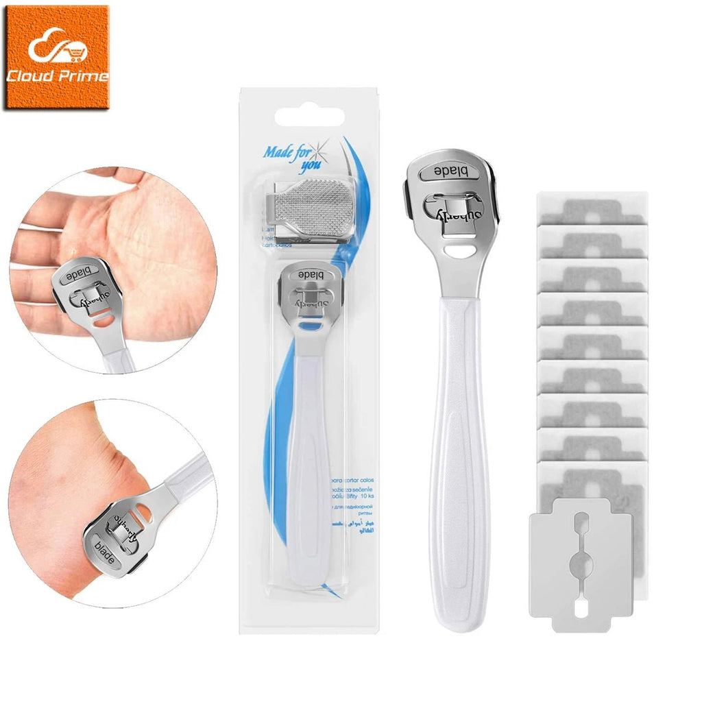 Foot Callus Shaver Heel Hard Skin Remover Hand Feet Pedicure Razor Tool Shavers Stainless Steel Handle 10 Blades Foot Care Tools - memorylane shop