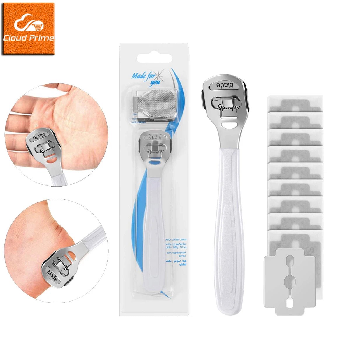 Foot Callus Shaver Heel Hard Skin Remover Hand Feet Pedicure Razor Tool Shavers Stainless Steel Handle 10 Blades Foot Care Tools - memorylane shop