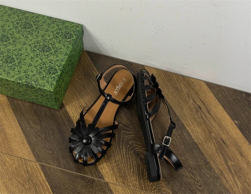 Summer Flat Sandals for Women Braided Hollow Closed - toe Sandals Outdoor Wear Breathable Holiday Roman Shoes sandalias de mujer - memorylane shop
