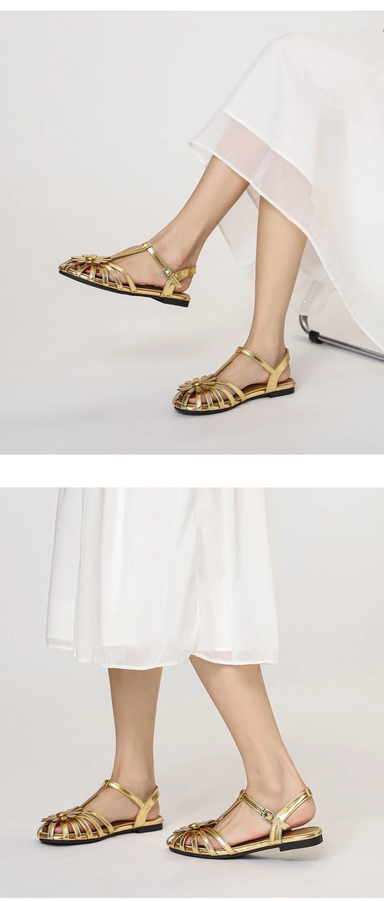Summer Flat Sandals for Women Braided Hollow Closed - toe Sandals Outdoor Wear Breathable Holiday Roman Shoes sandalias de mujer - memorylane shop