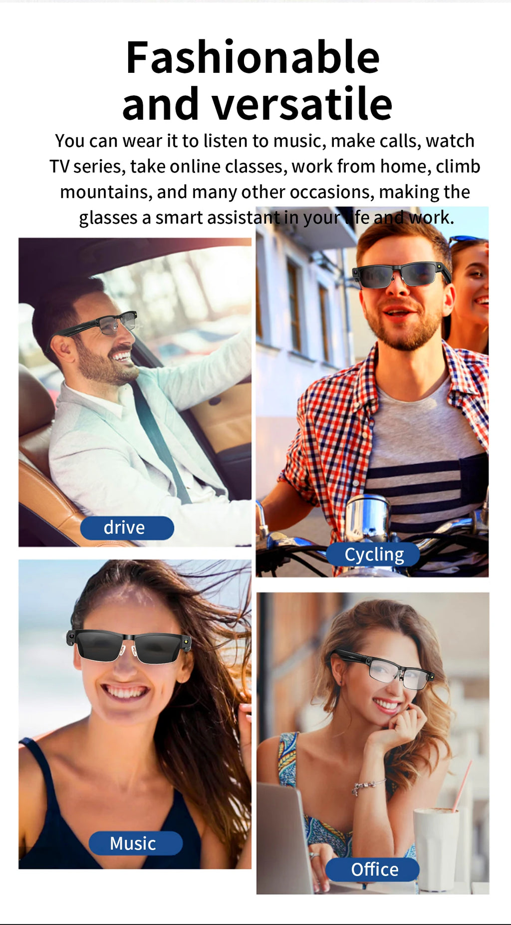 Smart Camera Glasses – Photo, Video, BT Call & AI Voice Assistant | Sunglasses