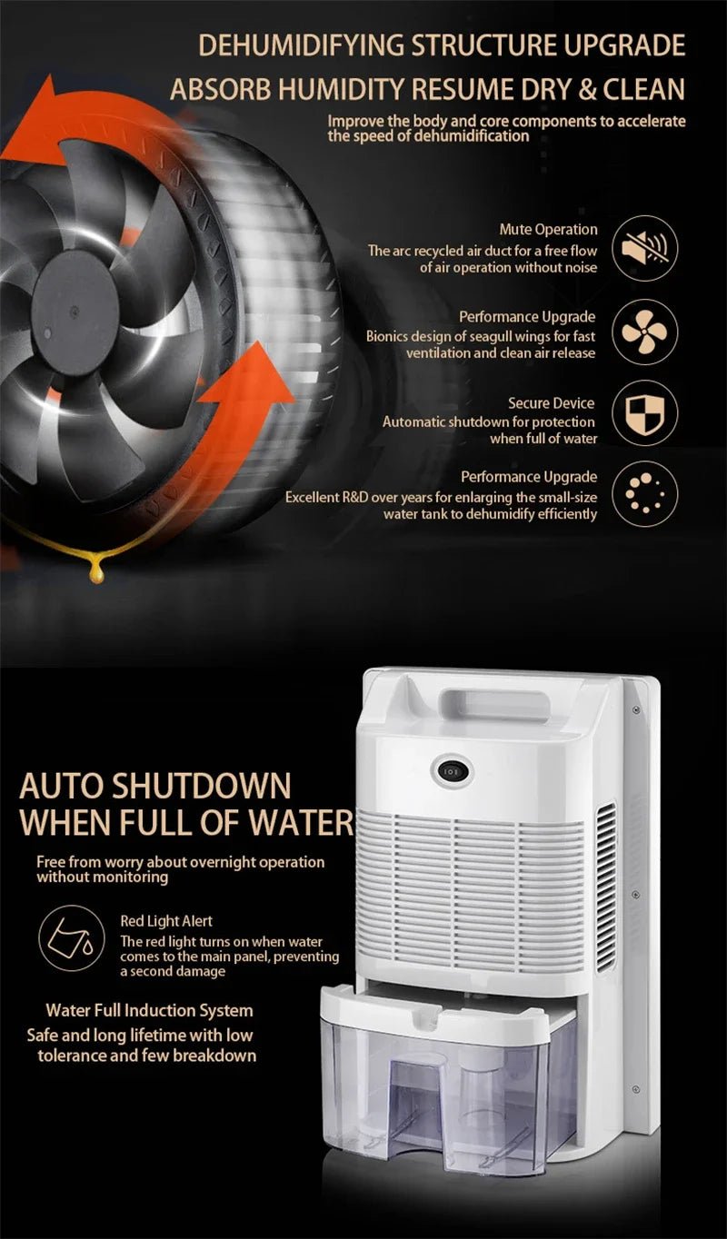 2 in 1 Dehumidifier and Air Purifier Moisture Absorber Household Mute Bedroom Basement Remote Control Timing External Water Pipe - memorylane shop