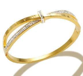 Fashion Simple Stainless Steel 3 Crystal Bracelet Bangle - memorylane shop