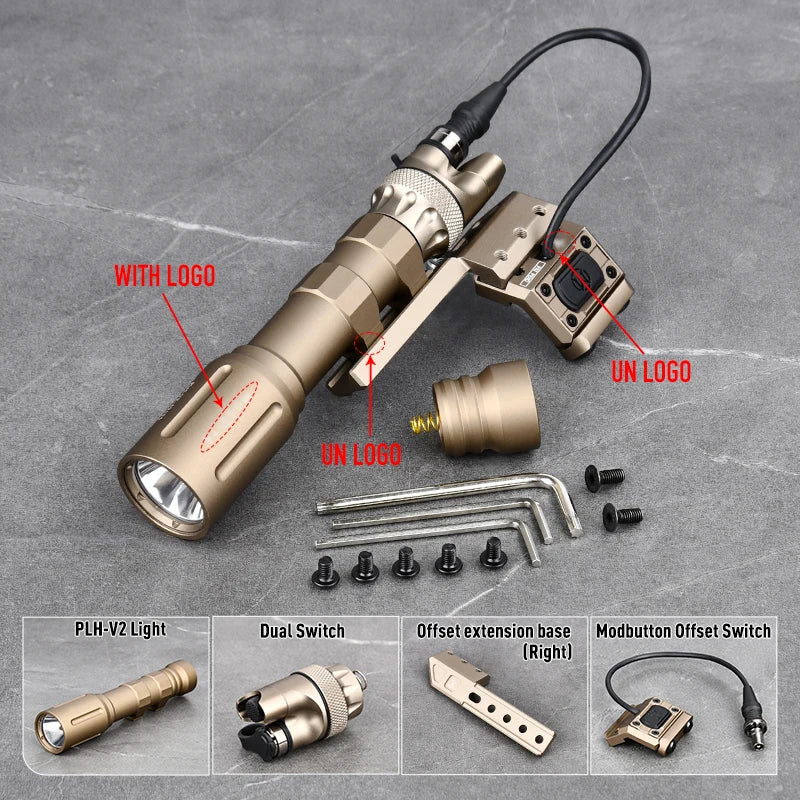 Tactical PLHV2 Flashlight High Power Scout Light Modlit PLH-V2 Hunting Weapon1 Lamp UNIT Offset Switch For 20mm Picatinny Rail