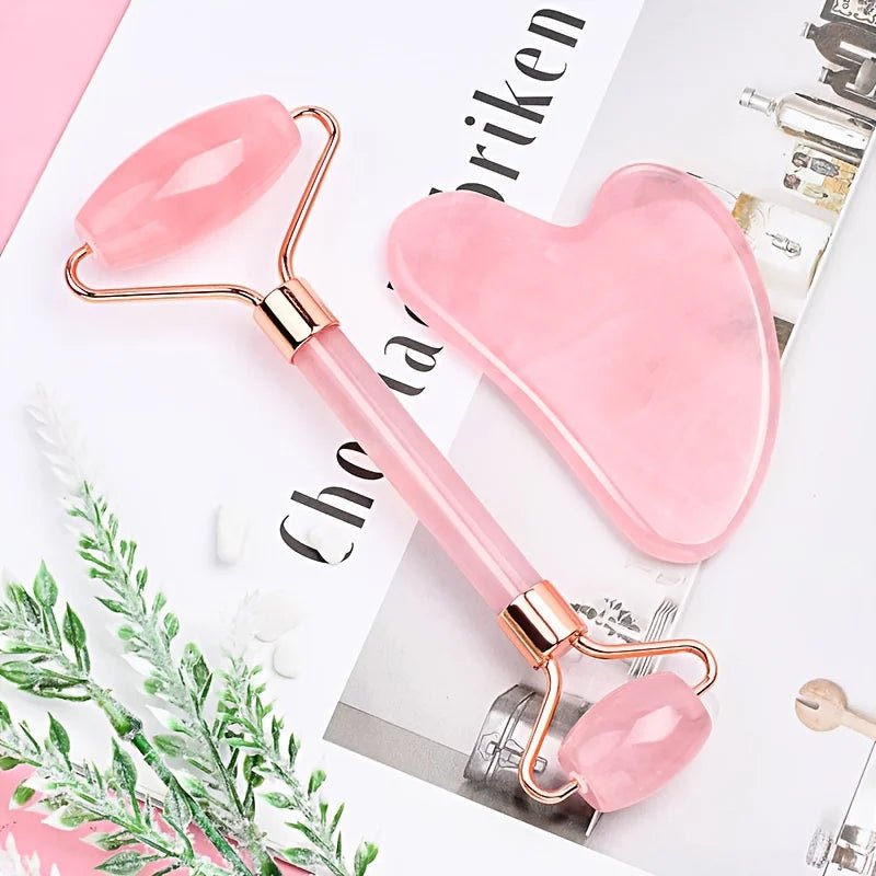 Facial Roller Set, Heart Face Massager, Body Gua Sha, 4 Seasons Double - Ended Beauty Stick Tools for Skincare - memorylane shop
