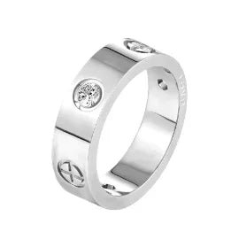 Personality Round Beads Ring Band Small Clear Crystal Zircon Waterproof Stainless Steel Rings Simple Granular Fine Jewelry - memorylane shop