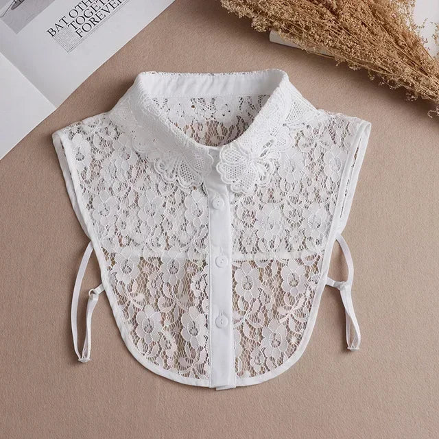 Women's Vintage Lace Front Tie Detachable Collar