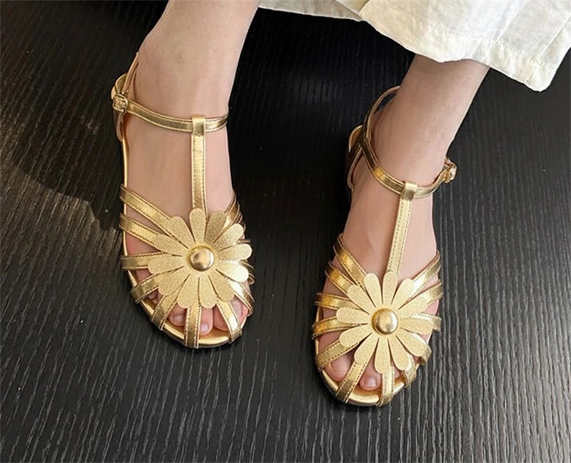 Summer Flat Sandals for Women Braided Hollow Closed - toe Sandals Outdoor Wear Breathable Holiday Roman Shoes sandalias de mujer - memorylane shop