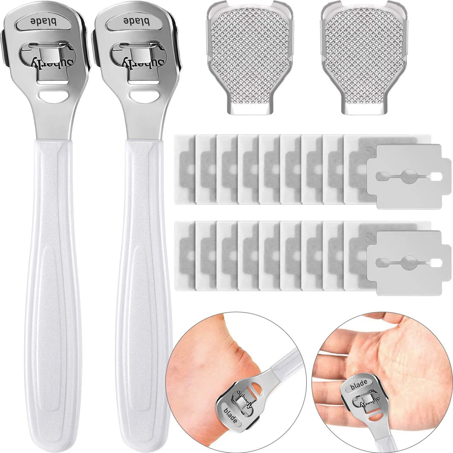Foot Callus Shaver Heel Hard Skin Remover Hand Feet Pedicure Razor Tool Shavers Stainless Steel Handle 10 Blades Foot Care Tools - memorylane shop