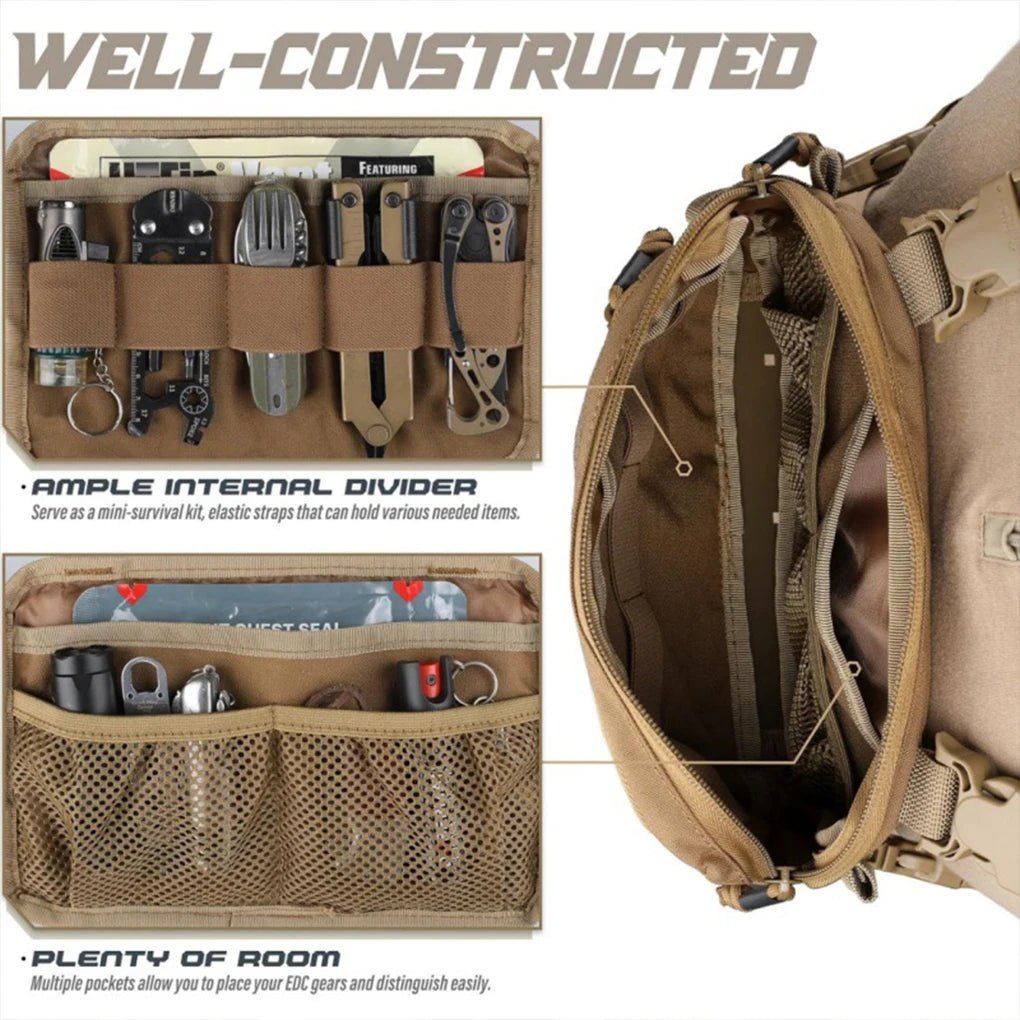 Men Tactical Chest Rig Recon Kit Bag Front Pouch EDC Chest Pack Lightweight for Hunting Hiking Running Outdoor Daily Use - memorylane shop