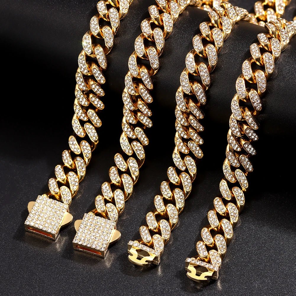 Summer 14MM Chunky Cuban Anklet For Women Gold - plated Rhombus Cuban Link Chain Anklets Beach Sandals Jewelry New - memorylane shop