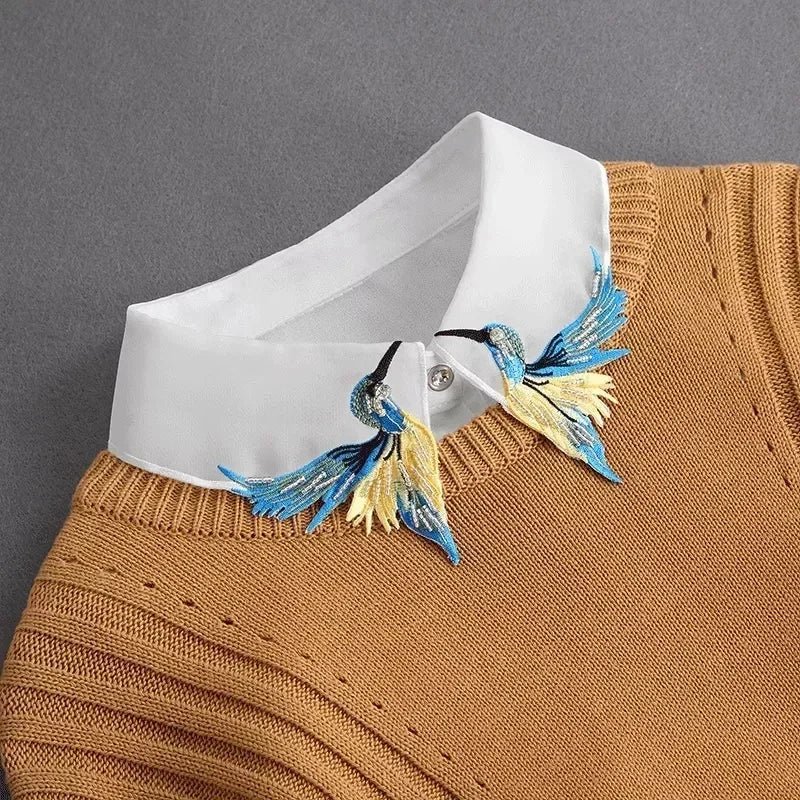 Fashion 2025 Front Tie White Fake Collar for Women Stand Detachable Collar Fake Girls Vintage Lace Ladies False Blouse Collar - memorylane shop