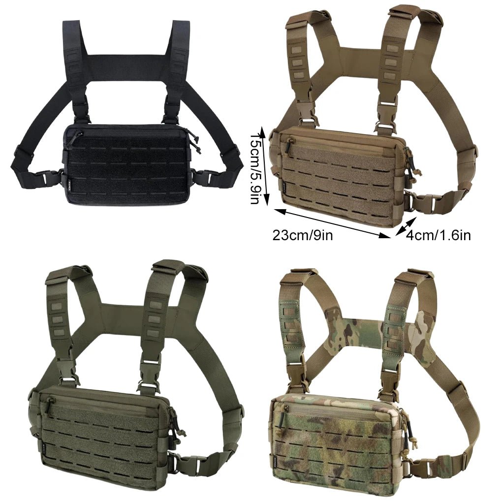 Men Tactical Chest Rig Recon Kit Bag Front Pouch EDC Chest Pack Lightweight for Hunting Hiking Running Outdoor Daily Use - memorylane shop