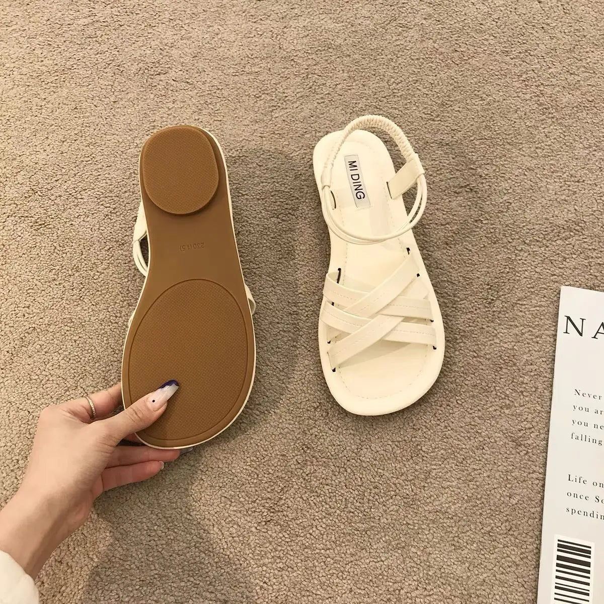 Summer Sandals New Fashion Simple Women Shoes Soft Comfort Versatile Flat Shoe Beach Retro Daily Roman Shoes Босоножки Женские