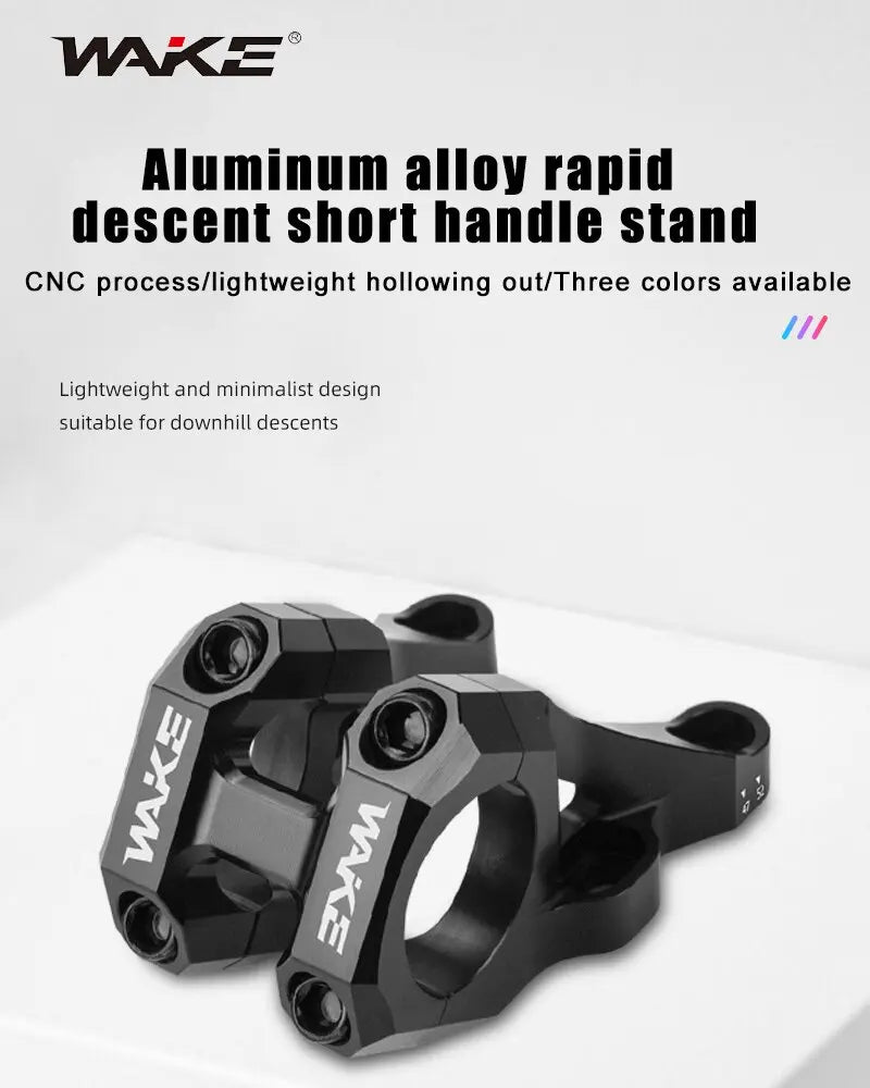 Wake Bike Short Stem Aluminum Alloy Mountain Downhill CNC Bike Handlebar Stem 31.8mm MTB Lightweight Short Stem Bike Accessories