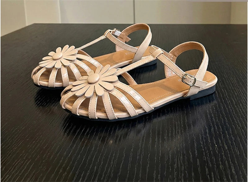 Women's Braided Hollow Closed-Toe Roman Flat Sandals
