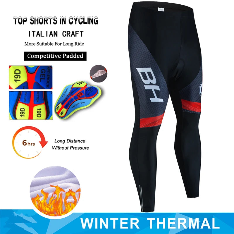 Alpecin Cycling Pants Winter Fleece Thermal Cycling Tights Men Cycling Bib Pants Windproof Bike Long Trousers MTB 19D GEL Padded