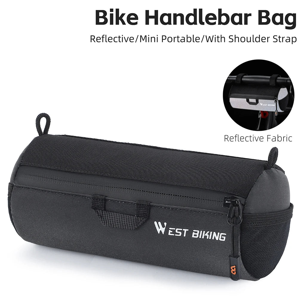 1L Reflective Bicycle Handlebar Bag Front Bike Bags With Adjustable Strap Portable Shoulder Bag For Cycling Road Bike Scooter
